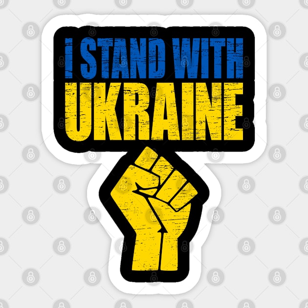 I Stand With Ukraine Fist Support Ukrainian Patriotic Flag Sticker by beardline